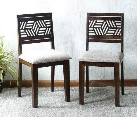 Wooden Aptitude Arm Solid Wood Cushioned Dining Chair Set of 2 PCs - Ouch Cart
