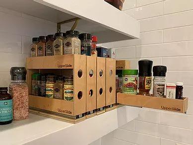 Sliding Kitchen Wooden Spice/Condiment Rack One Slide With 28 Bottles ( With Complementary Coaster ) By Miza - Ouch Cart