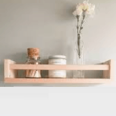 Wooden Wall Shelf For Bathroom Accessories / Kitchen Spice/ Use as Cosmetics Rack ( With Complementary Coaster ) By Miza -1 Pc - Ouch Cart