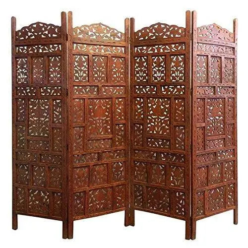 Wooden Room Divider Wooden Separator partition for Living Room partition Screen Room Divider Consists of 4 Panels to be Placed in Zig-Zag Position - Ouch Cart
