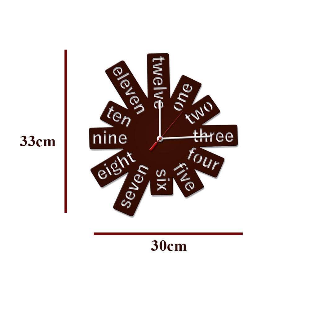 Fancy Wooden Numbers Shape Wall Clock - Ouch Cart