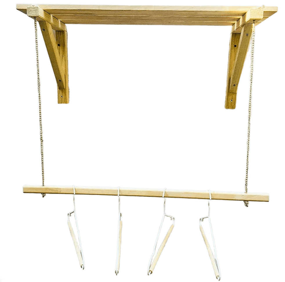 Wooden Bracket Shelf With Hanging Rope/Timber Clothes Rack ( With Complementary Coaster ) By Miza - Ouch Cart