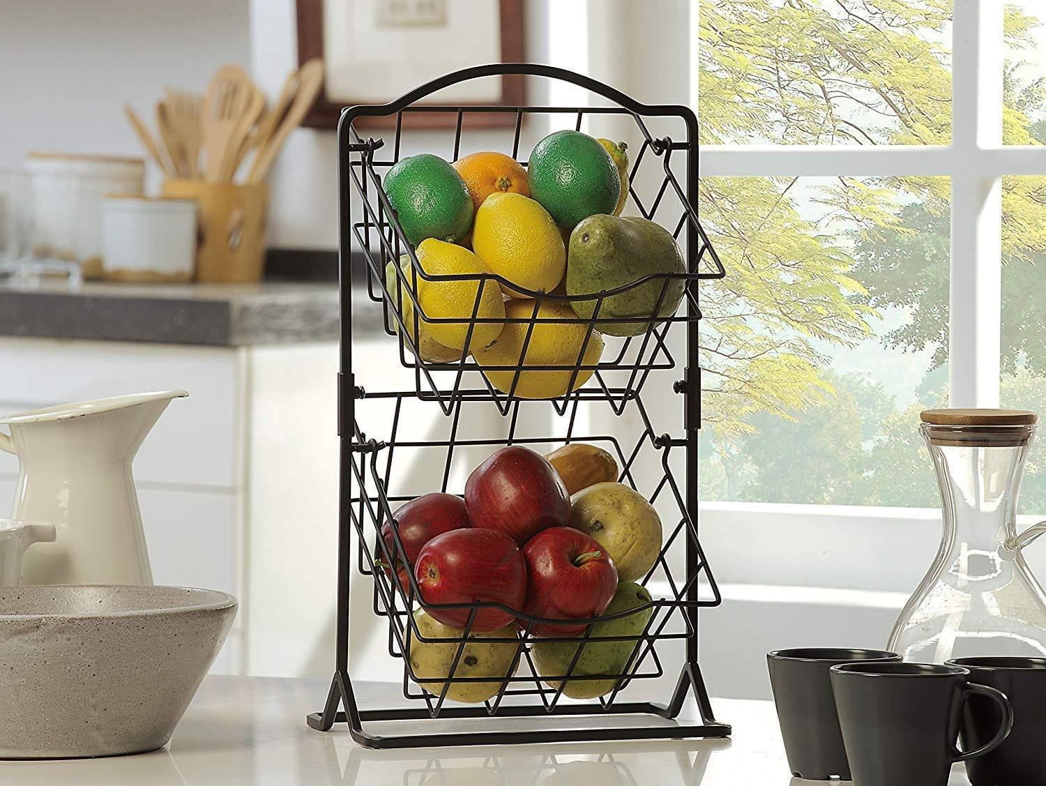 Iron Storage Basket with 2 Tiers - Ouch Cart