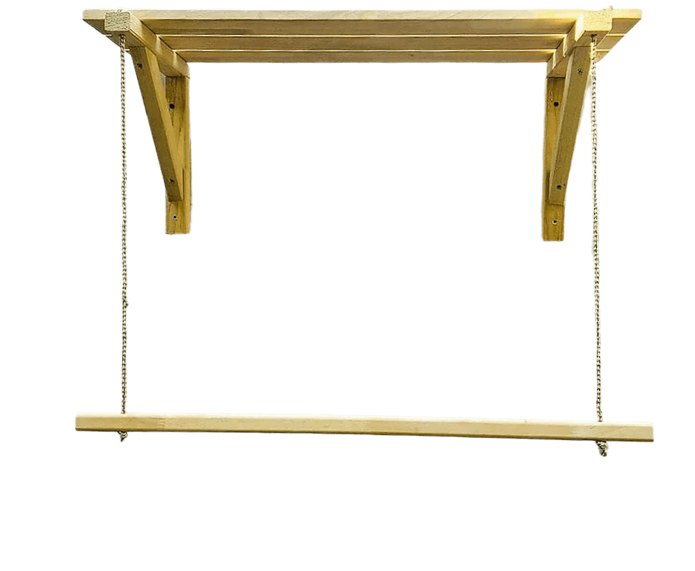 Wooden Bracket Shelf With Hanging Rope/Timber Clothes Rack ( With Complementary Coaster ) By Miza - Ouch Cart