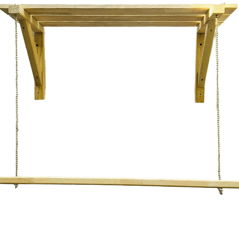 Wooden Bracket Shelf With Hanging Rope/Timber Clothes Rack ( With Complementary Coaster ) By Miza - Ouch Cart