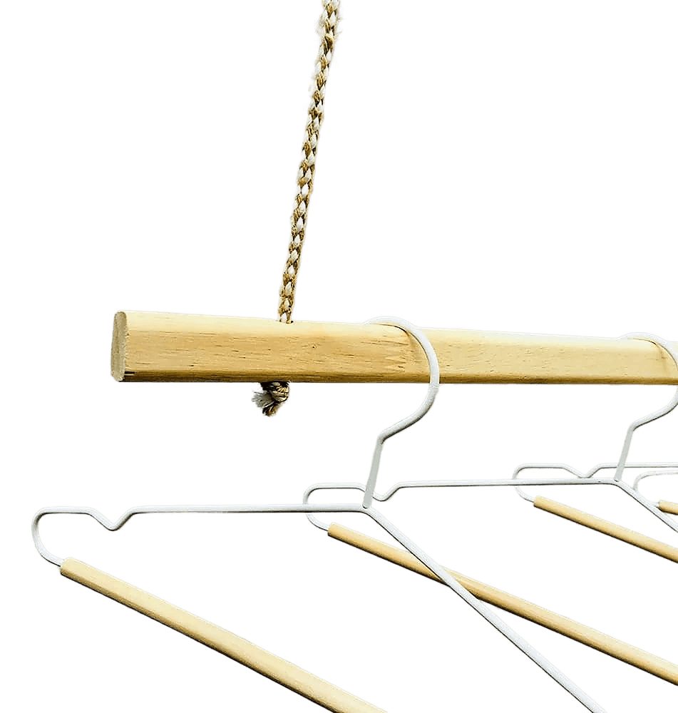 Wooden Bracket Shelf With Hanging Rope/Timber Clothes Rack ( With Complementary Coaster ) By Miza - Ouch Cart