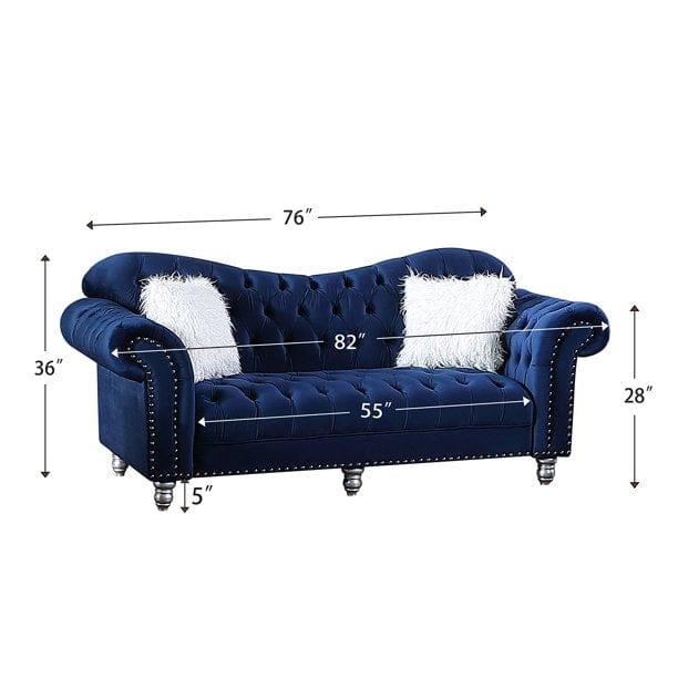 Luxury Classic America Chesterfield Tufted Camel Back Armchair Living Room Sofa, Blue - Ouch Cart