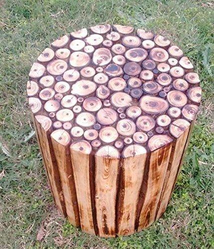 Wooden Round Shape Stool - Ouch Cart