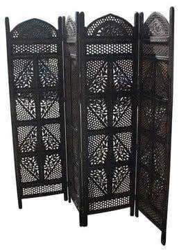 Wood Handicrafts Room Divider Partition for Living Room 4 Panels Room Separators Screen Panels Wooden Partition Room Divider for Home & Kitchen Office - Ouch Cart
