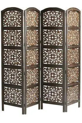 Wooden Partitions - Wood Room Divider Partition for Living Room 4 Panels - Room Separators Screen Panel for Home & Kitchen to be Placed in Zig-Zag - Ouch Cart