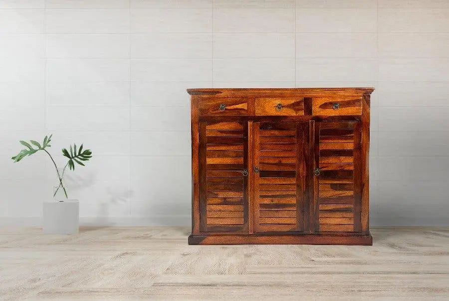 Sheesham Wood Carusitra Sideboard With Drawers - Ouch Cart
