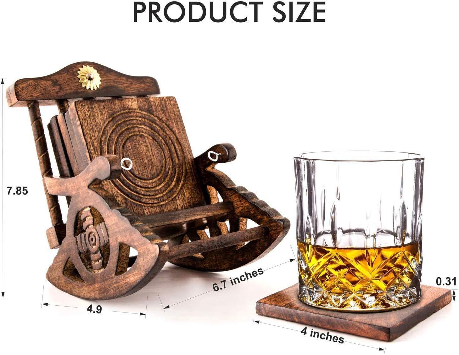 Wooden Set of 6 Coasters with Mini Chair - Ouch Cart