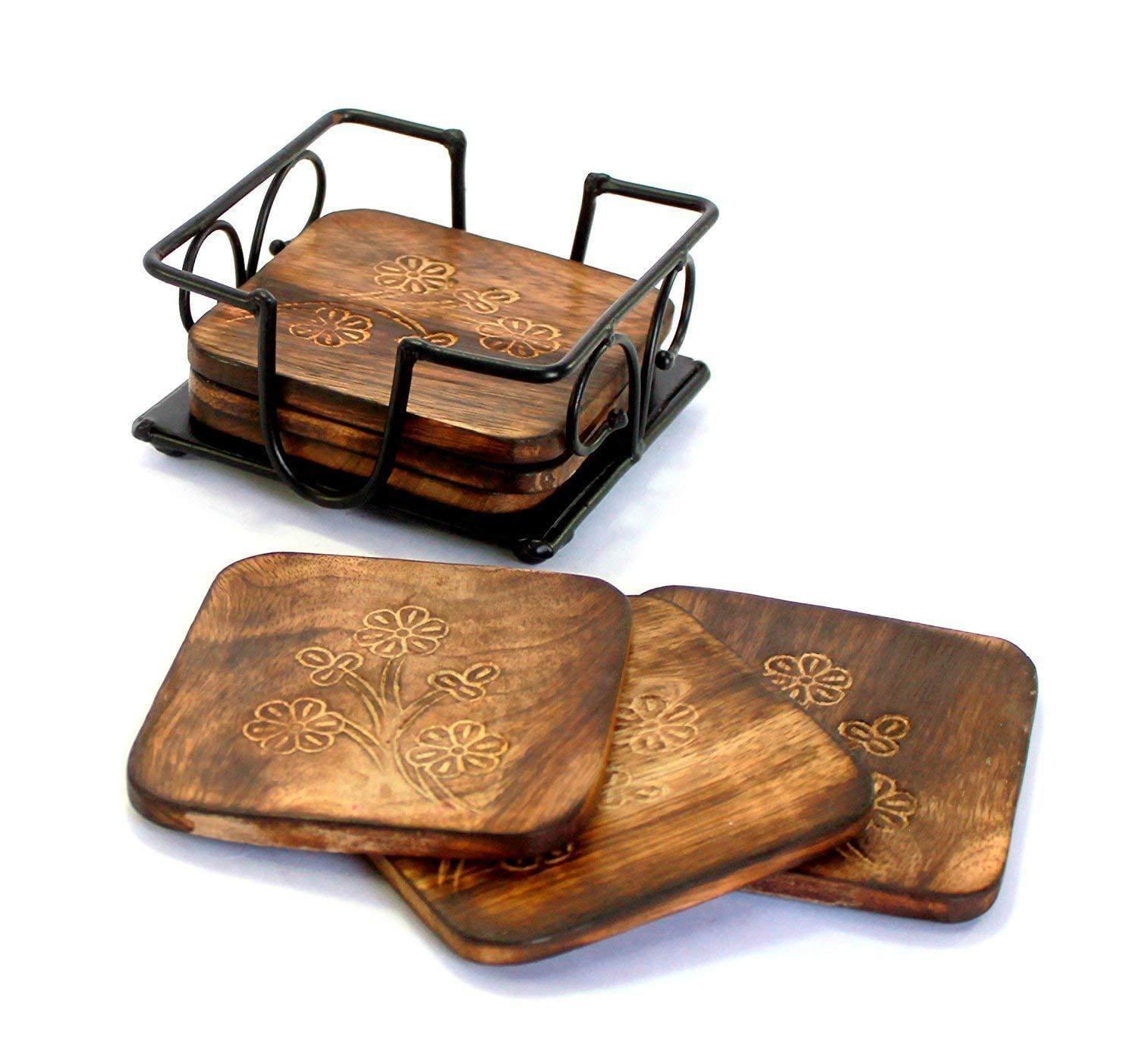 Tea Coffee Beer and Other Drinks Wooden Coasters - Ouch Cart