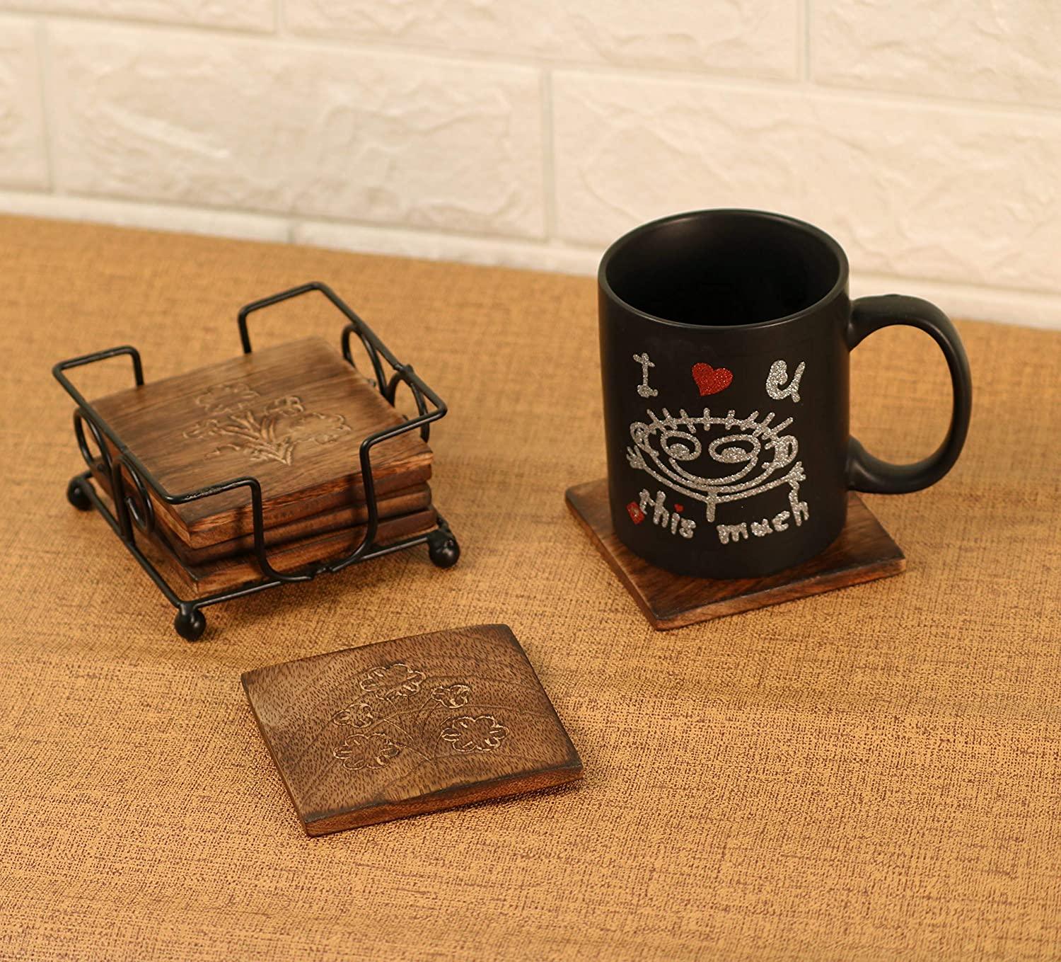 Tea Coffee Beer and Other Drinks Wooden Coasters - Ouch Cart