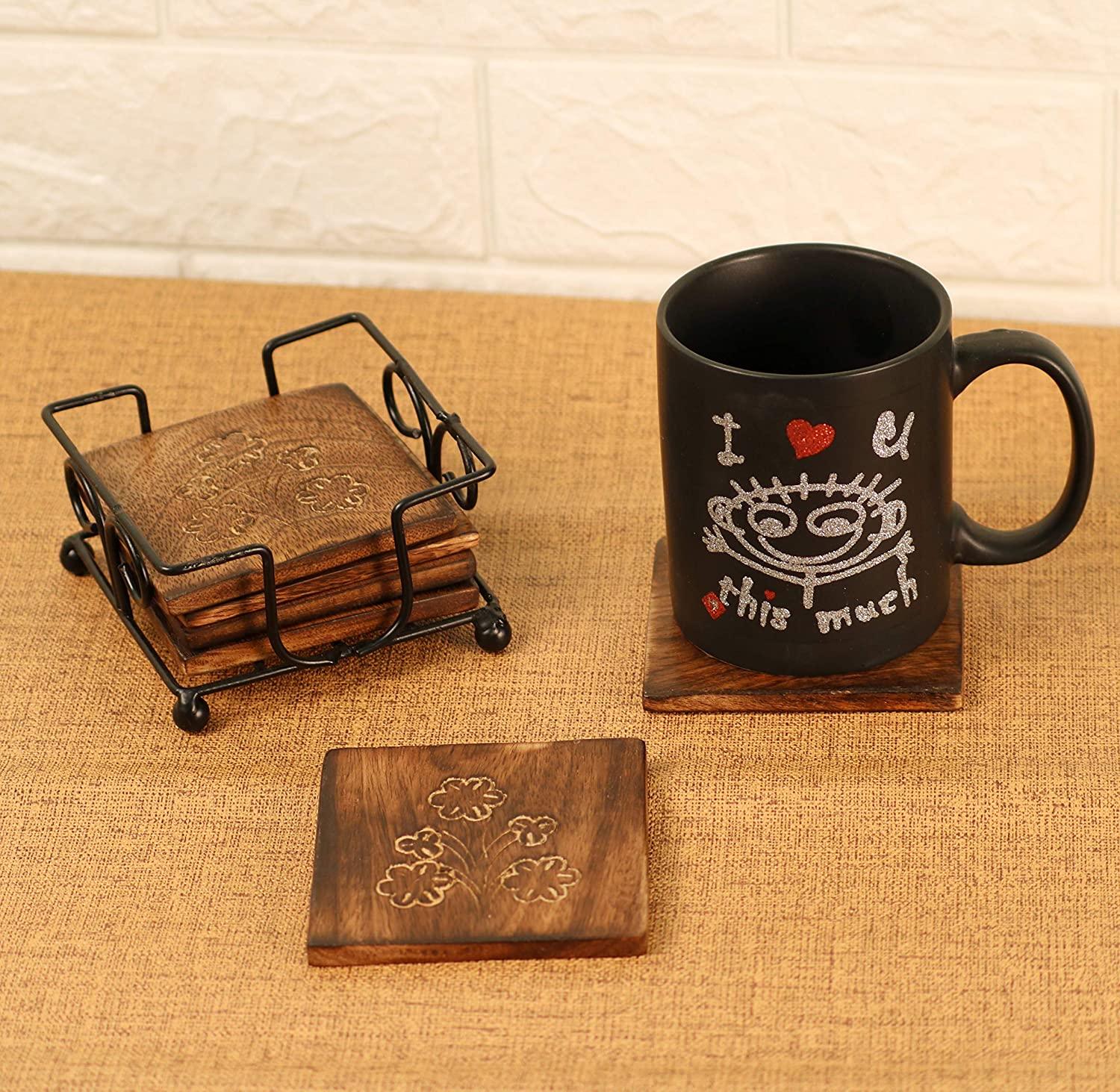 Tea Coffee Beer and Other Drinks Wooden Coasters - Ouch Cart