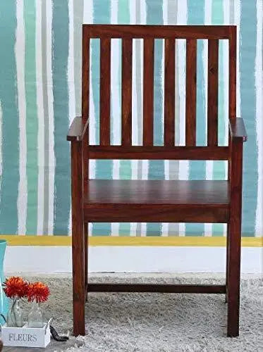 Handmade Pure Sheesham Wood Standard Size Study Arm Chair in Honey Finishing - Ouch Cart