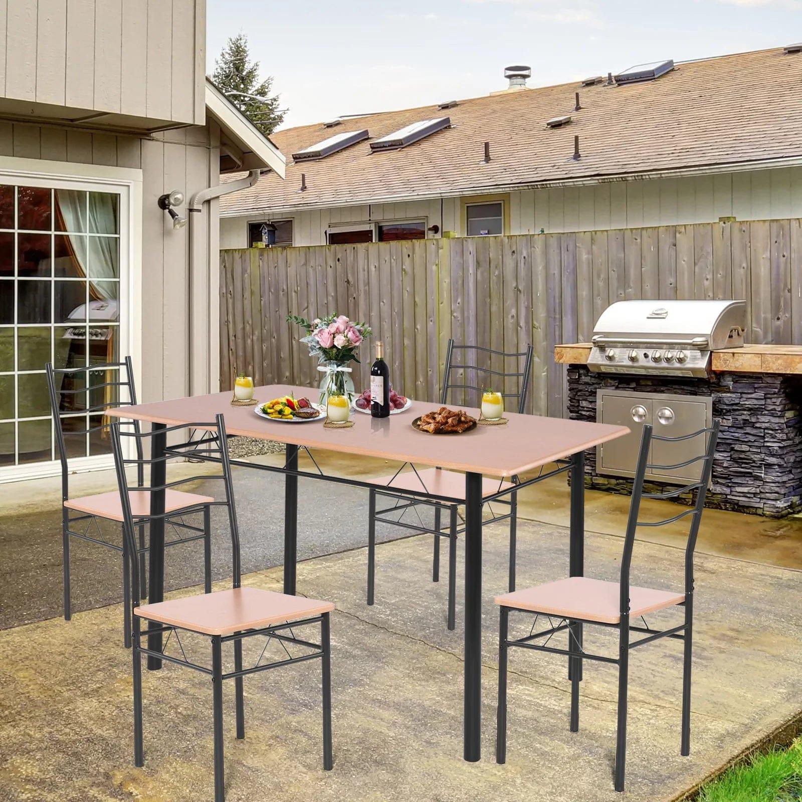 5-Pieces Dining Table Set 4 Chairs MDF Metal Frame- Ouch Cart