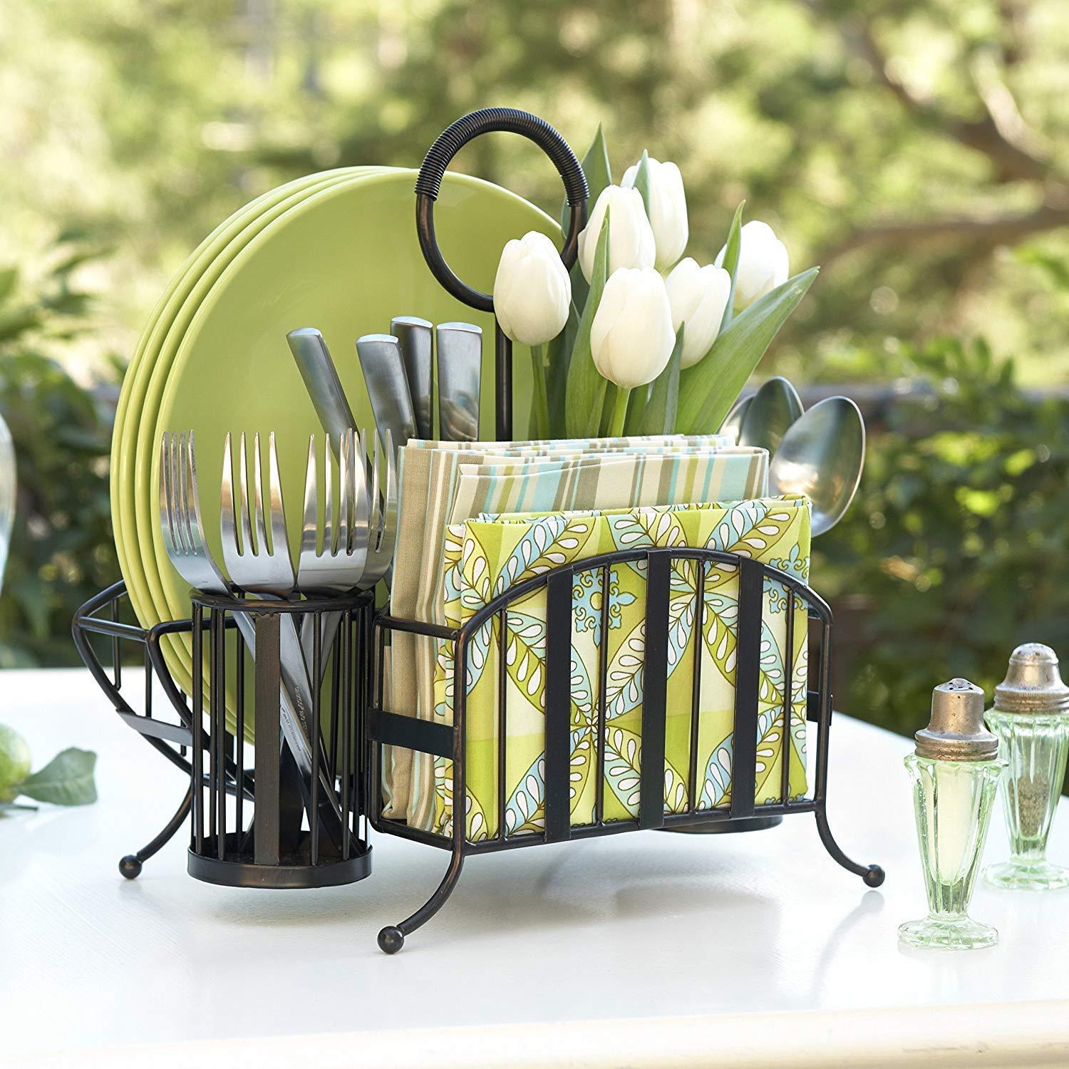 Kitchen Dish Rack Plate Cutlery Stand/Kitchen Utensils Rack/Napkin Holder Tissue Paper Holder Modern Kitchen Storage Rack - Ouch Cart