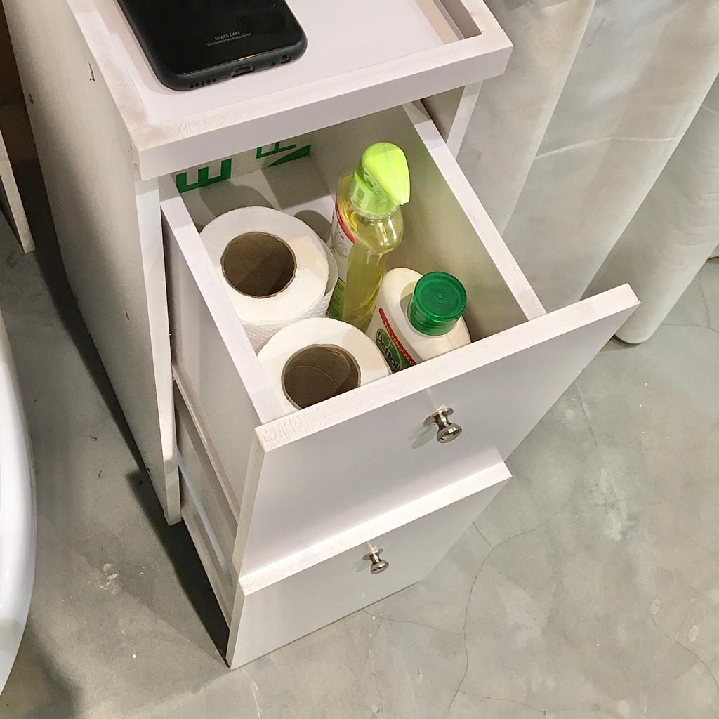 Waterproof PVC Bathroom WC Side Storage Cabinet Racks With Drawer By With Free Soap Dish Miza - Ouch Cart