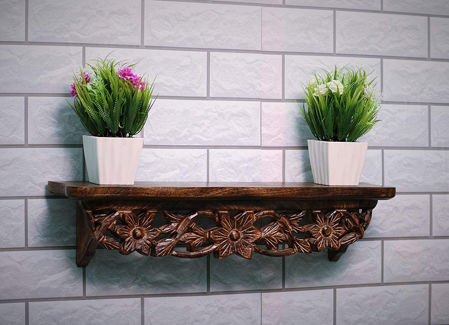Hand Carved Wall Shelf for Living Room - Ouch Cart