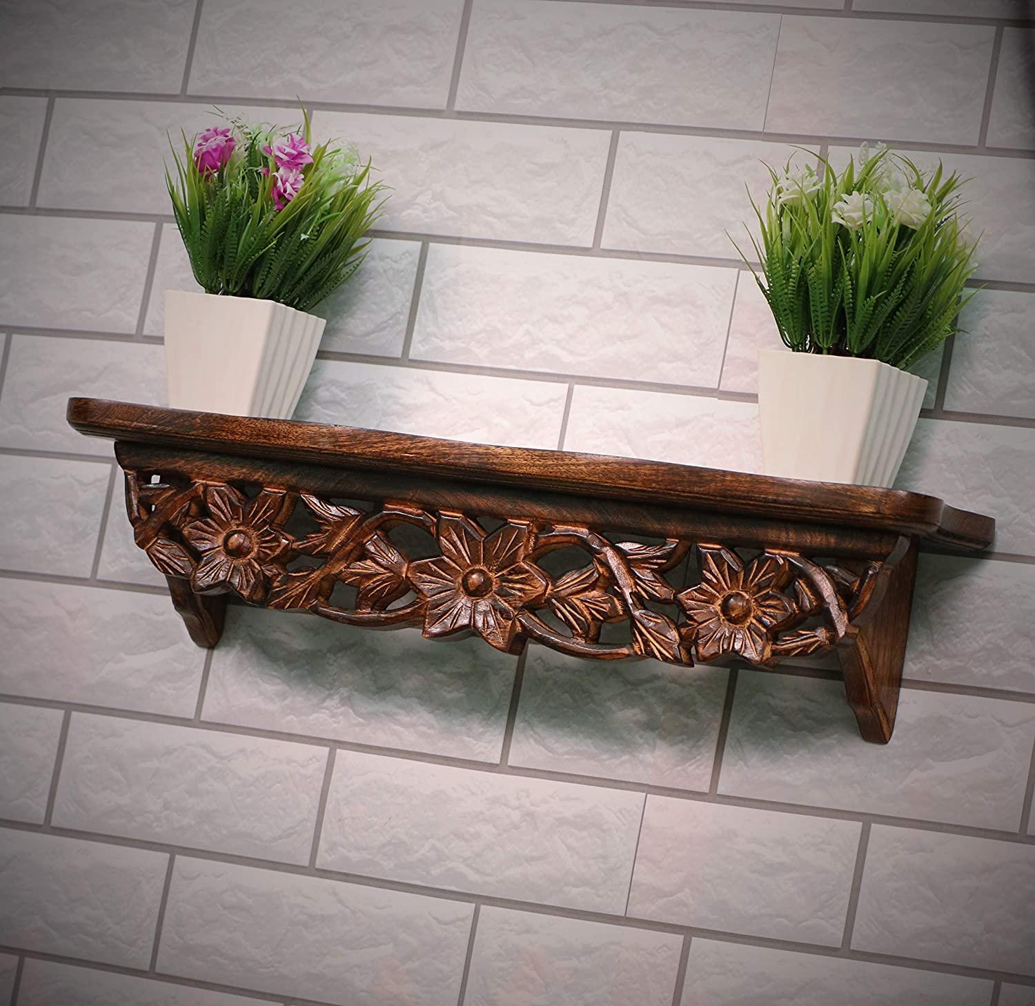Hand Carved Wall Shelf for Living Room - Ouch Cart