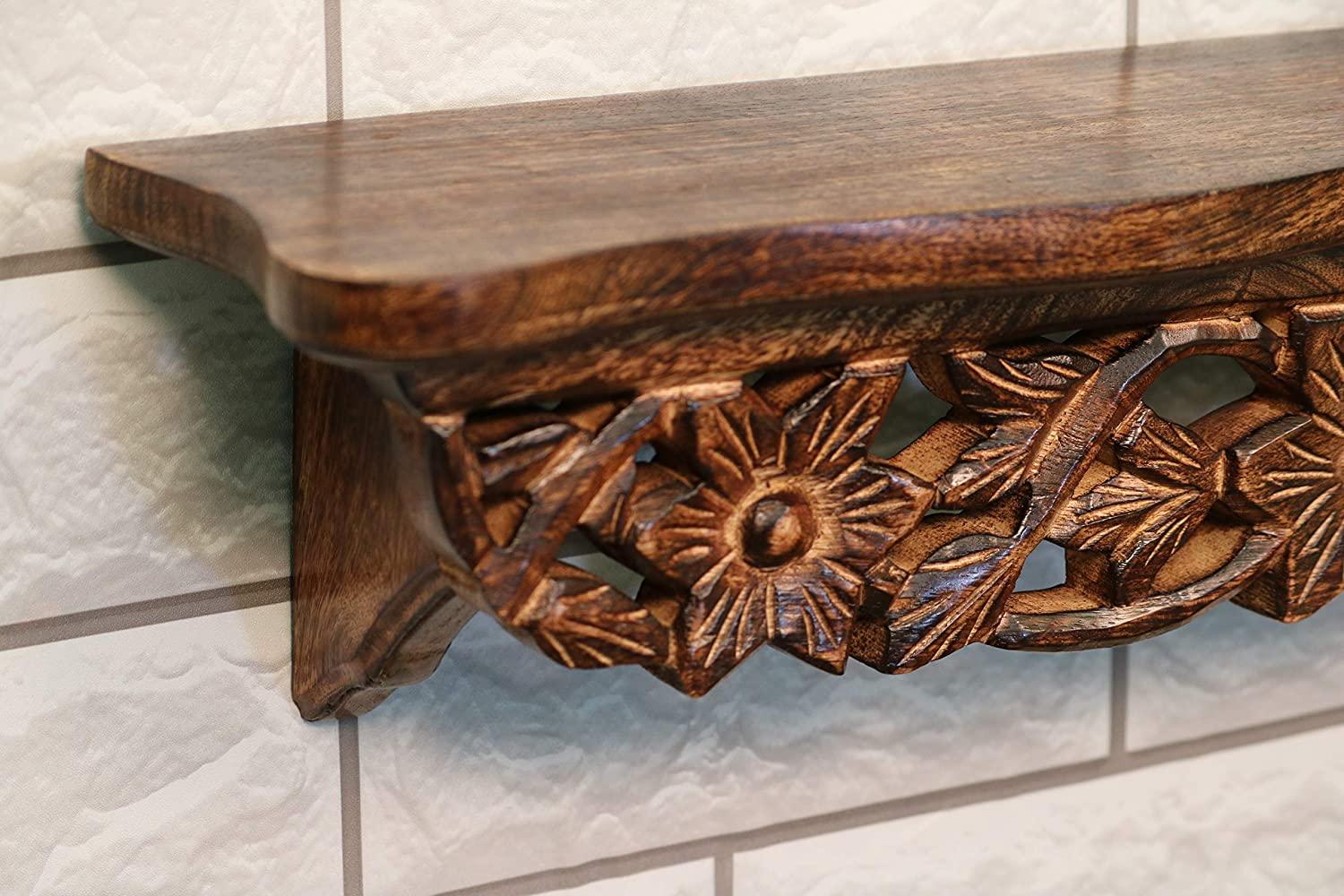 Hand Carved Wall Shelf for Living Room - Ouch Cart