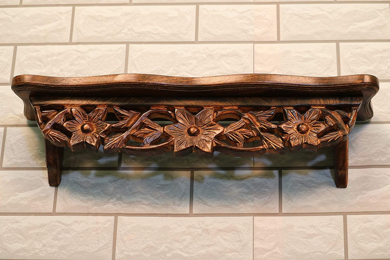 Hand Carved Wall Shelf for Living Room - Ouch Cart