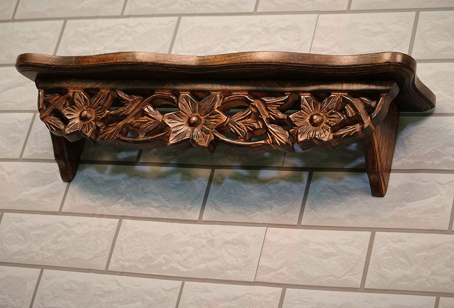 Hand Carved Wall Shelf for Living Room - Ouch Cart