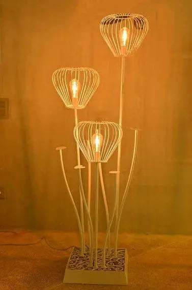 Beautiful White Stand Flower Floor Lamp - Ouch Cart