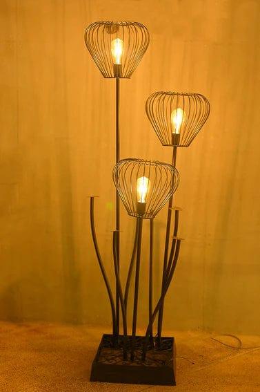 Beautiful Black Stand Flower Floor Lamp - Ouch Cart