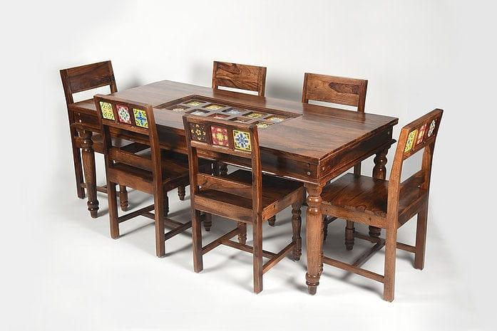 Sheesham Wood Zayna 6-Seater Dining Set - Ouch Cart