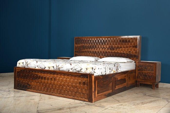 Sheesham Wood Kaalki King Bed - Ouch Cart