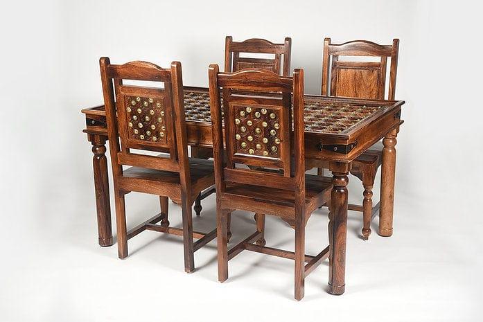 Sheesham Wood Ahalya 4-Seater Dining Table and Chairs - Ouch Cart