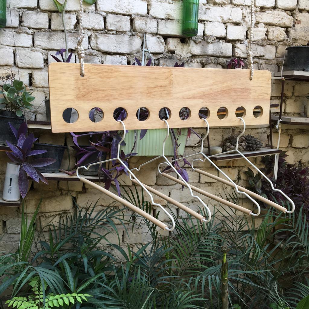 Ceiling Rope Hanging Wooden Clothes Hanger Rack By Miza - Ouch Cart