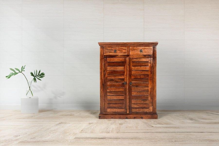Buy Velvic Sheesham Wood Shoe Cabinet With Storage Drawers (Walnut