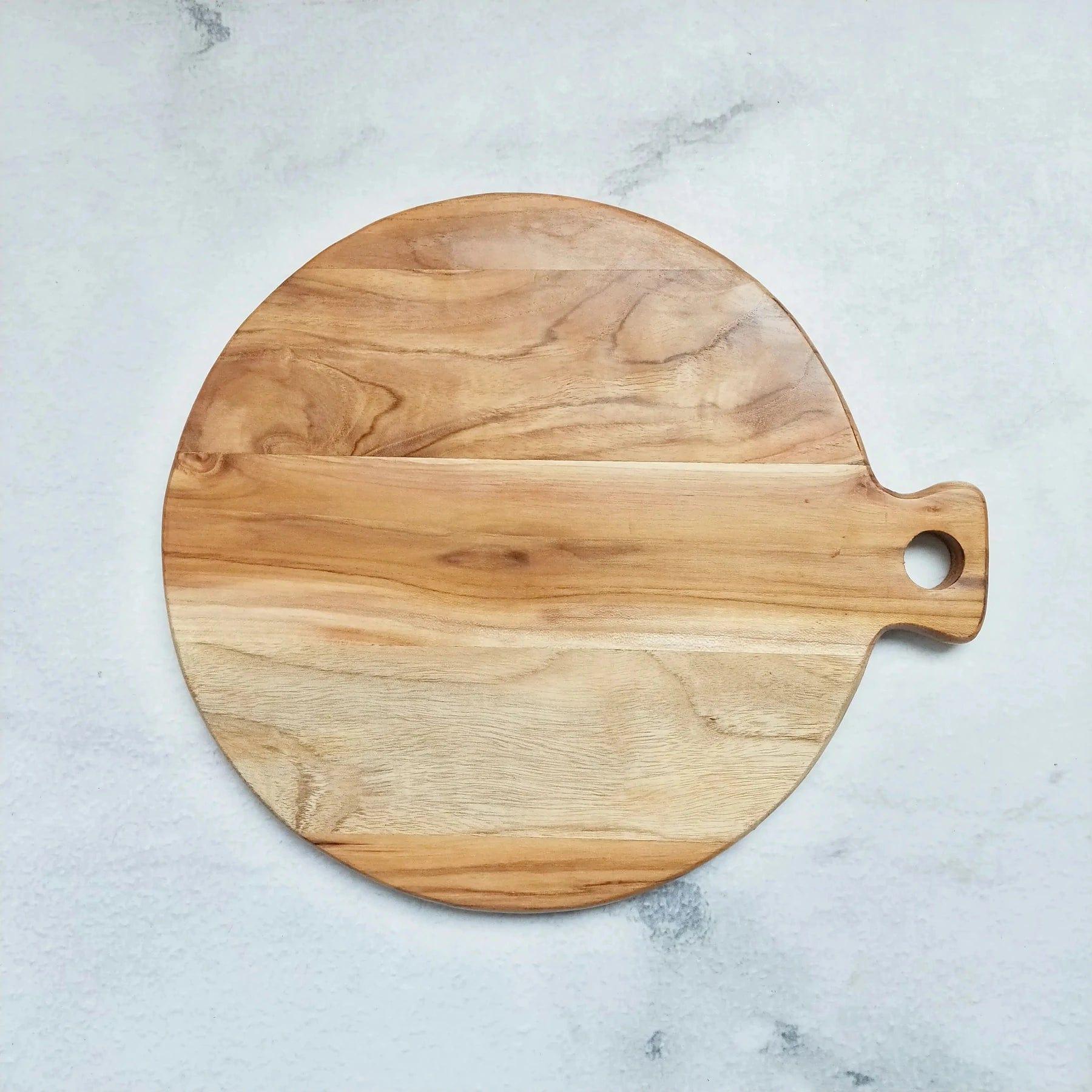 TEAK WOOD ROUND CHOPPING BOARD II WOODEN CUTTING BOARD - Ouch Cart