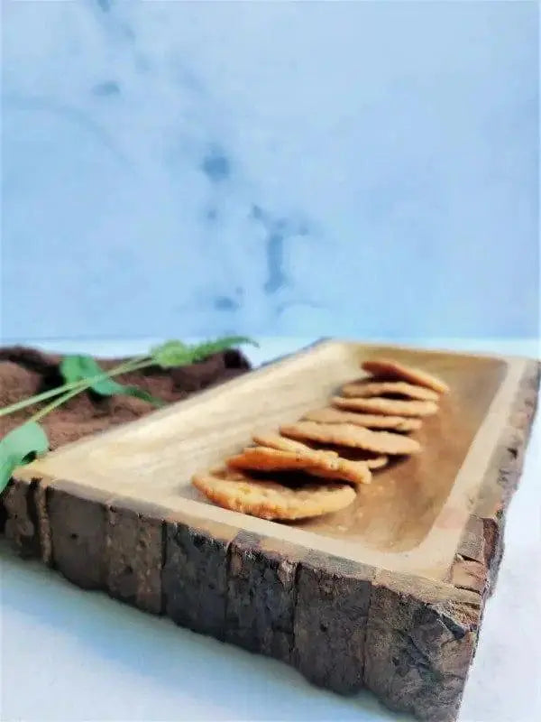 ANTIQUE STYLE BARK SERVING PLATTER II WOODEN TRAY - Ouch Cart