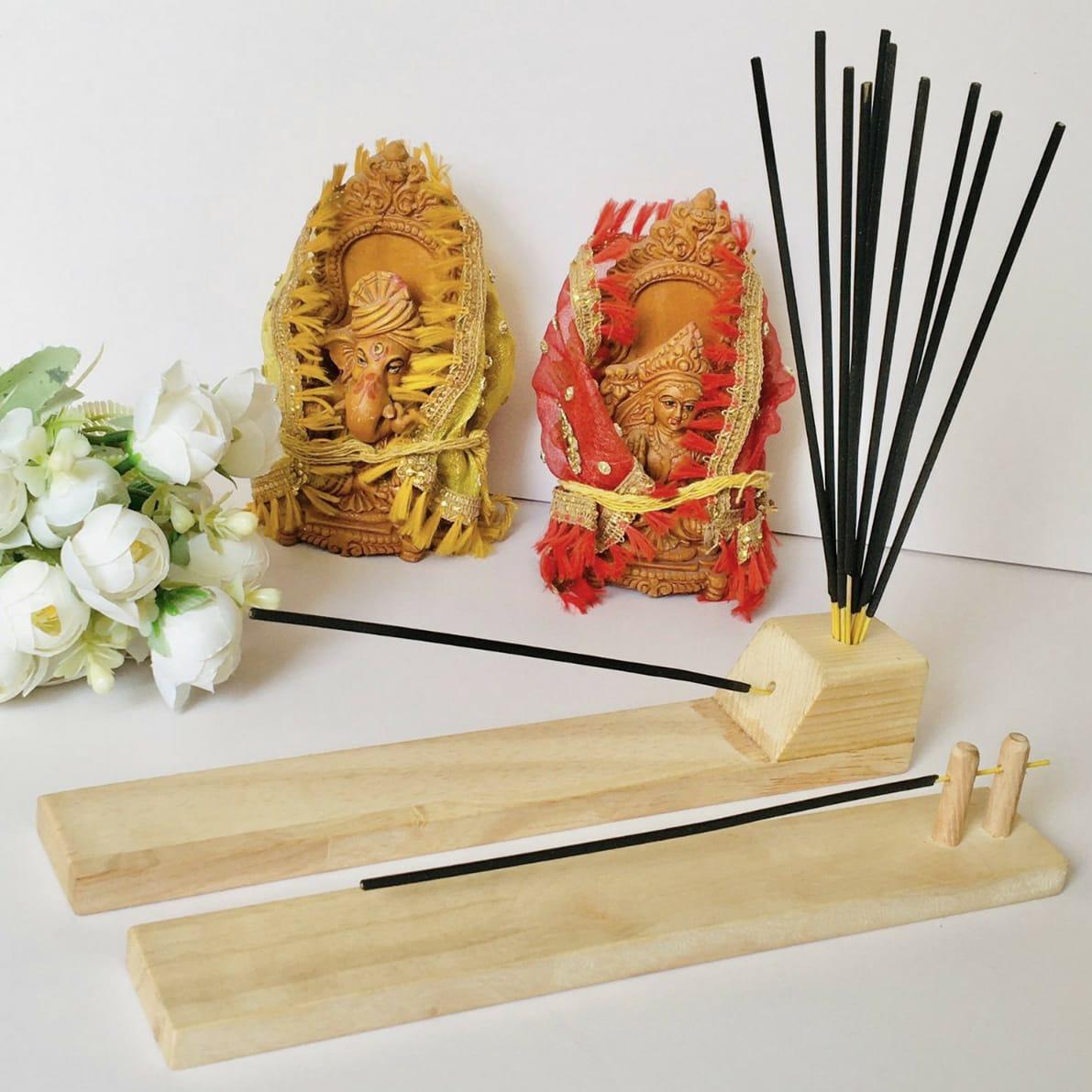 Reliable Wooden Agarbatti Stand with Ash Catcher Dhoop Stick Holder For Home Mandir By Miza - Ouch Cart