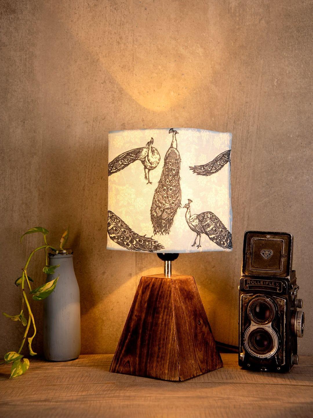 Pyramid Peacock Print Lamp - Ouch Cart