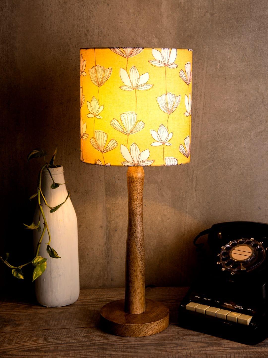 Mustard Flora Wooden Lamp - Ouch Cart