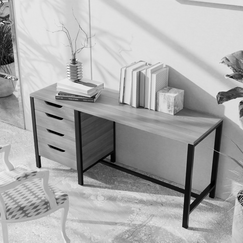 Gayle Study Table with Drawers in White Colour