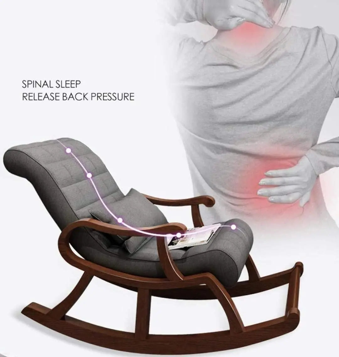Handcrafted Teak Wood Modern Ergonomic Rocking Chair (Black) - Ouch Cart