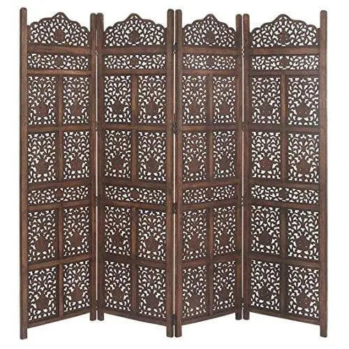 Wooden Partitions 4 Panels Room Divider for Home and Kitchen Wall - Ouch Cart