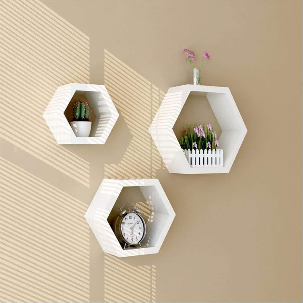 Wooden Hexagonal Wall Shelves Set of 3 - Ouch Cart
