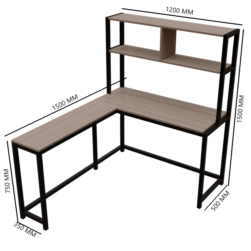 Hutch Corner L Shaped Study Table Storage Design in Wenge Finish - Ouch Cart