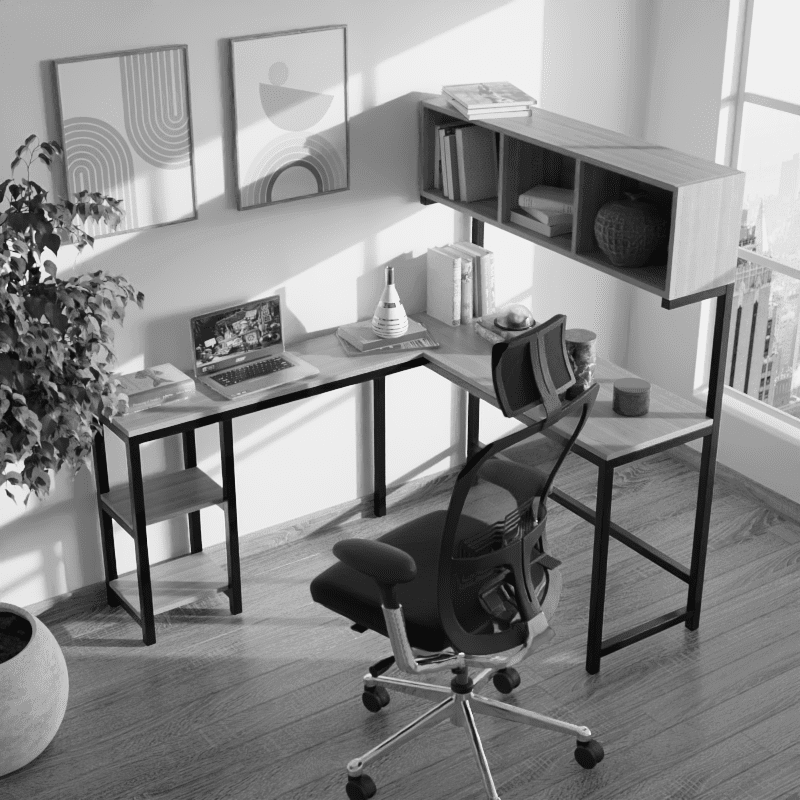 Hutch Workstation in White Color in - Ouch Cart