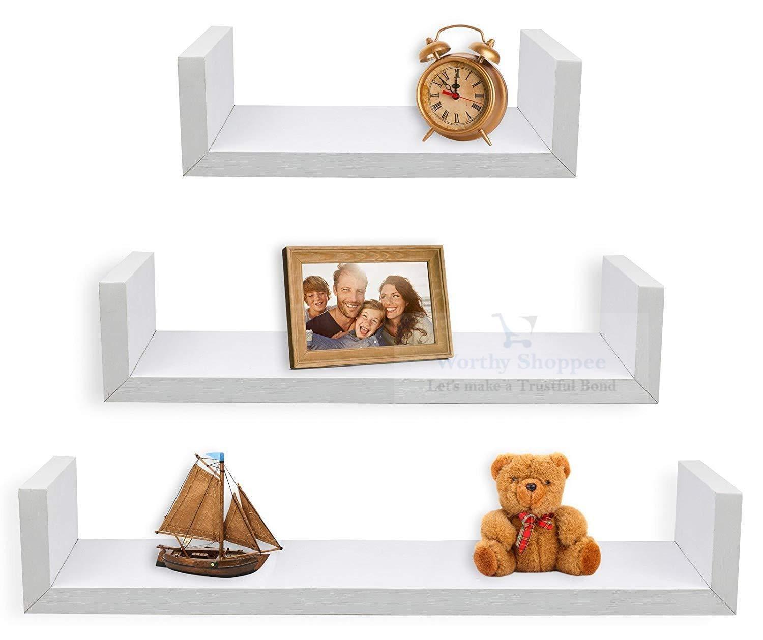 Wooden Set of 3 Floating U Shelves - Ouch Cart