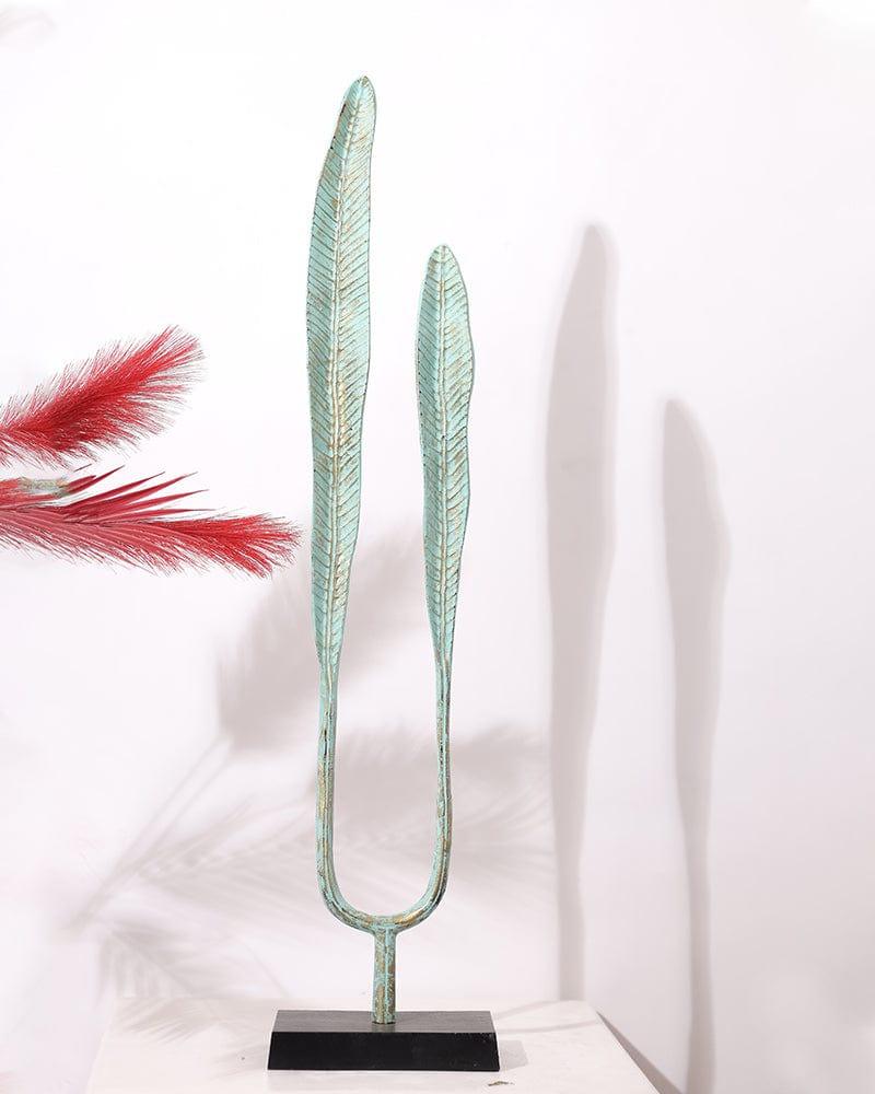 Sea Green Leaf Shape Showpiece Home Decoration For Living Room, Bedroom, & Office - Ouch Cart