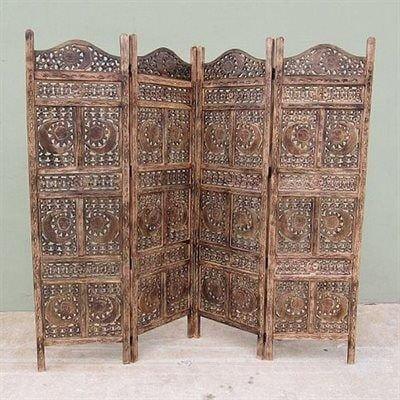 Wooden Handicrafts Partitions,Wooden Room Dividers Screen Separators for Living Room Wooden Room Divider 4 Panels for Home & Kitchen - Ouch Cart