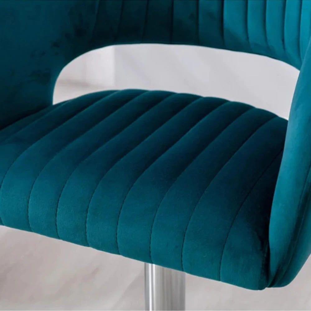 Emerald Plush Feel Velvet Adjustable Pack of 1 Bar Stool - Ouch Cart